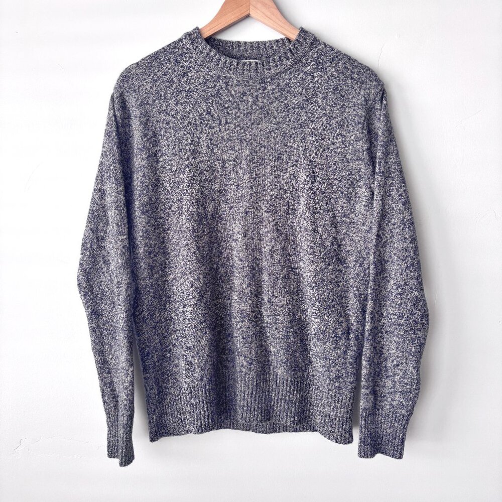 J Crew Men's Merino Wool Navy Crew Neck Sweater Medium Heritage Fisherman Knit